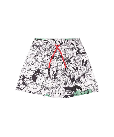 Black and White Graphic Print Bermuda Shorts