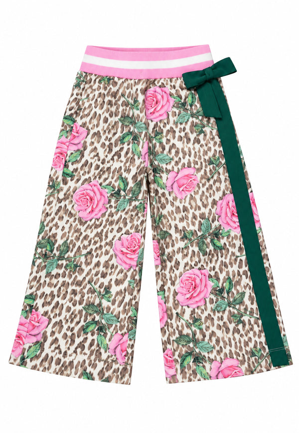 Pantalone maculato con rose