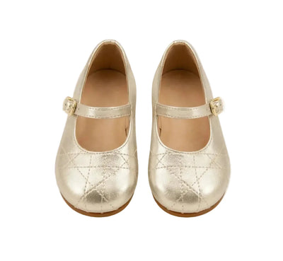 gold ballet flat quilted detail