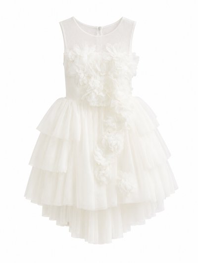 Sleeveless Dress with Milk Bodice Petals