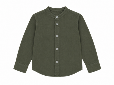 Sage Linen Grandad Collar Shirt