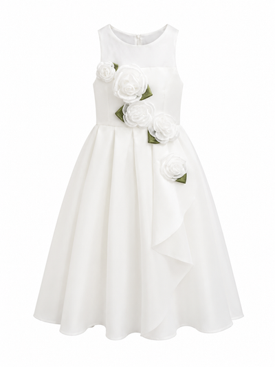 Sleeveless Dress with Tonal Applied Roses