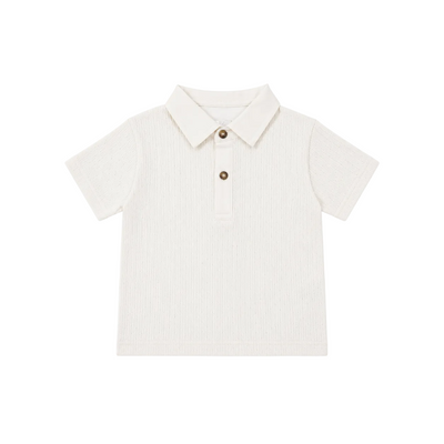 Milk Tone Perforated Short Sleeve Polo Shirt