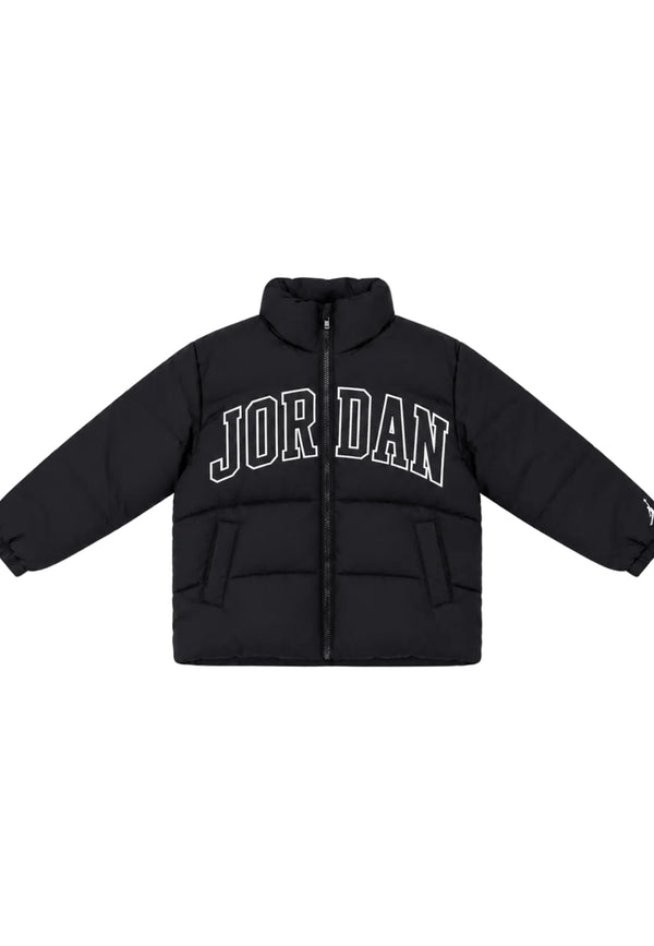 GIUBBINO PUFFER BLACK LOGO TEXT