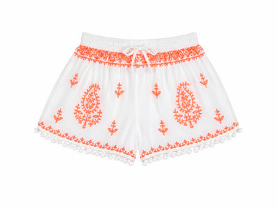 Fluorescent beach cover-up shorts
