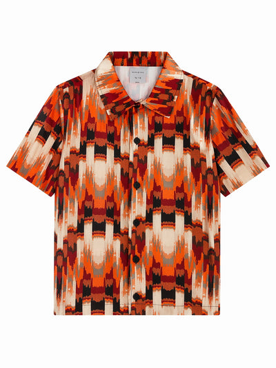 Patterned short-sleeved beach shirt