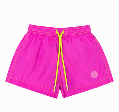Neon boxer swim trunks