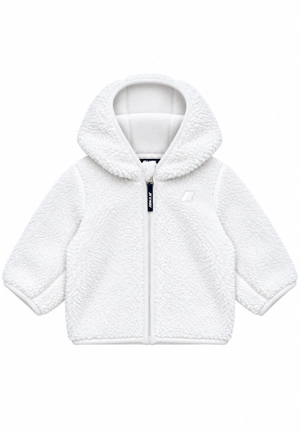 Giubbino polar teddy bianco con zip