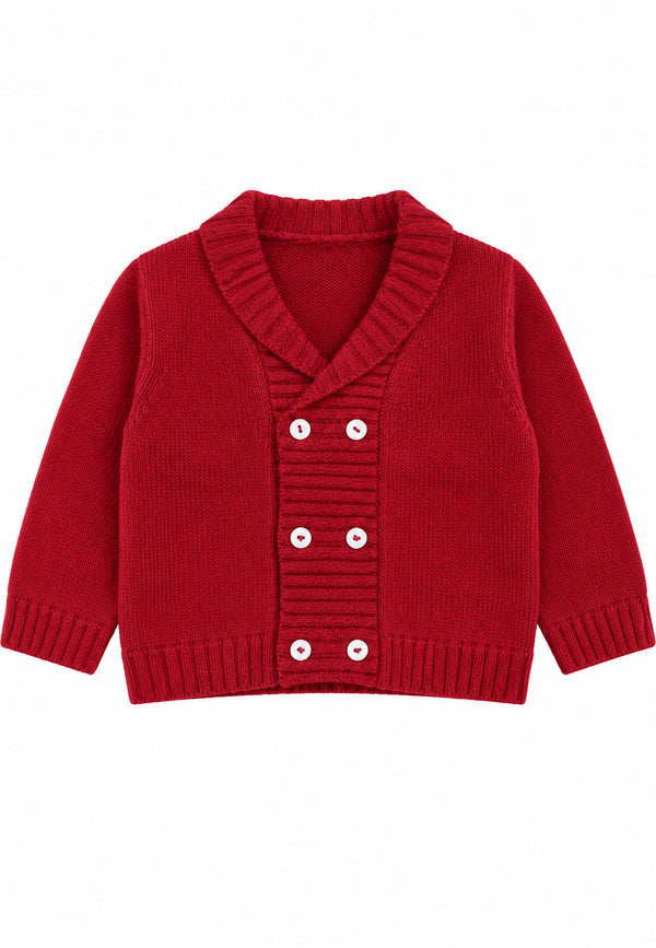 Cardigan rosso baby in maglia