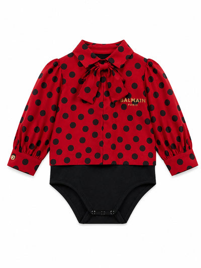 Polka dot bodysuit with bow