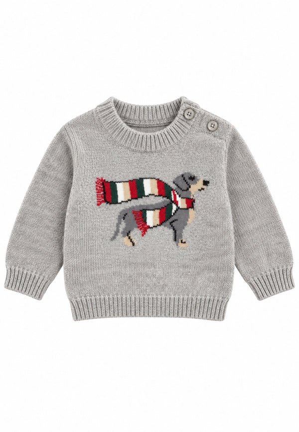 Maglioncino grigio con ricamo cagnolino