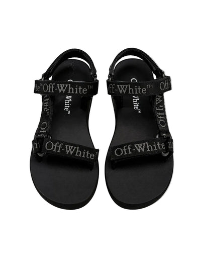 Black logo-strap sandals