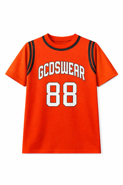 Red crew-neck soccer wear dress 88