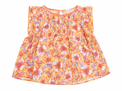 Peach flower swimsuit cover-up shirt