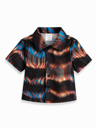 Baby patterned short-sleeve beach cover-up shirt