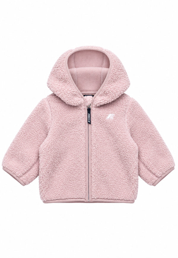 Giubbino polar teddy rosa con zip