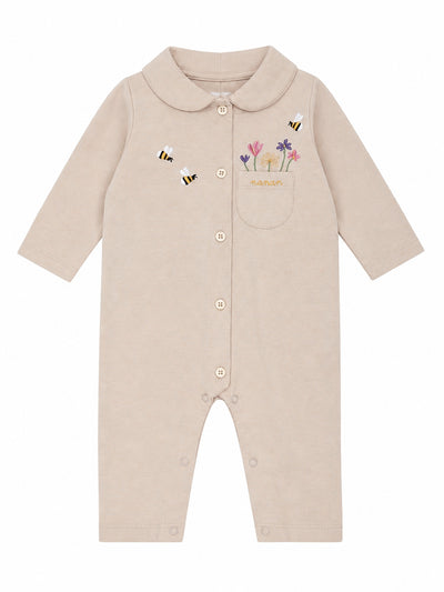 Tutina beige con ricamo