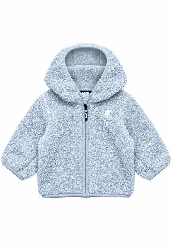 Giubbino polar teddy cielo con zip