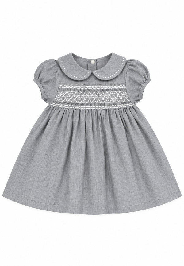 Abito chick grigio ricamato